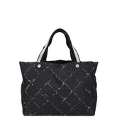 シャネル 旧トラベルライン ハンドバッグ トートバッグ ブラック ホワイト ナイロン レディース CHANEL 【中古】
